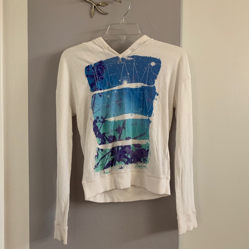 Aeropostale White Graphic Beach Hoodie